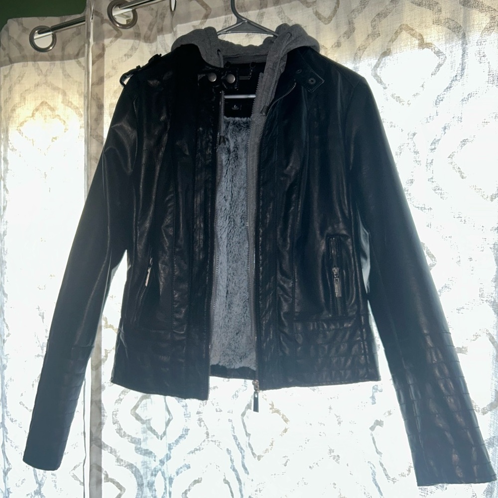 J2 Faux Leather and Faux Fur Lined Jacket With Detachable Hood